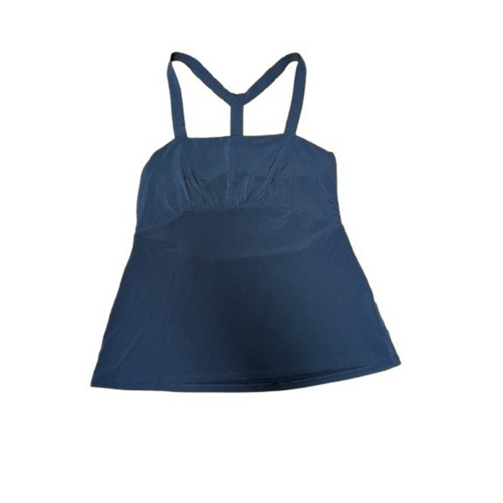 Victoria's Secret VSX Sport Blue Racerback Tank Top Ruched Bust Built-in Bra M